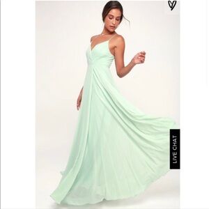 Lulus mint green long formal gown dress small